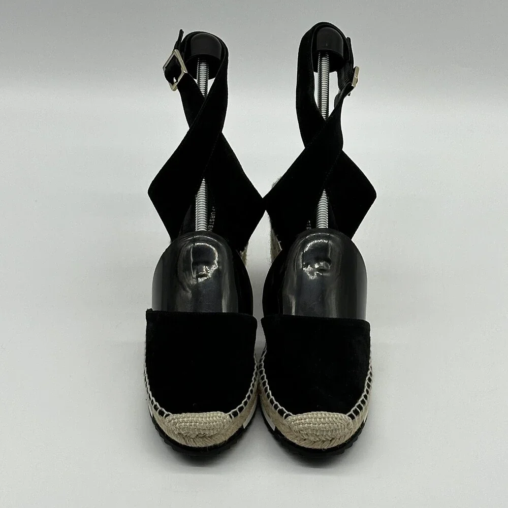 Diane von Furstenberg Palermo Suede Ankle Wrap Strap Wedge Espadrilles Size 8